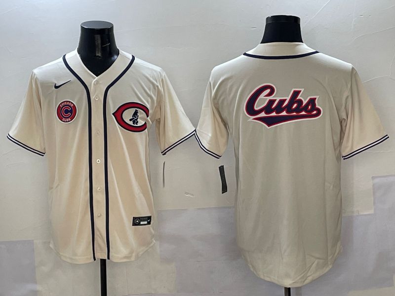 Men Chicago Cubs Blank Cream Throwback 2025 Nike MLB Jersey style 8->atlanta braves->MLB Jersey